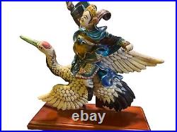 Antique Chinese Roof Tile Warrior riding a Crane Bird Figurine With Stand