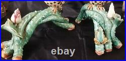 Antique Chinese Shiwan Bird on Branch Pair