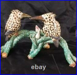 Antique Chinese Shiwan Bird on Branch Set of 2