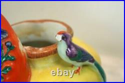 Antique Chinese Sitting Guanyin Figure Birds Vase Censer Porcelain Pottery RARE