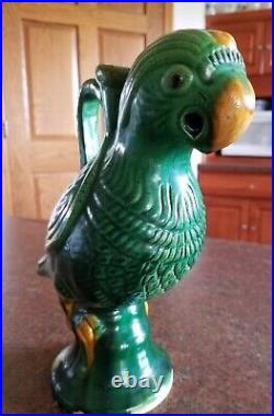 Antique Chinese Tang Style Majolica Parrot Sculpture Pottery