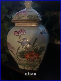 Antique Chinese Tongzhi 1862 To 1873 Porcelain Vase Blue Birds Flowers