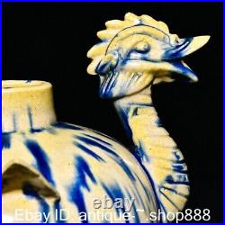 Antique Chinese White Blue Glaze Porcelain Duck Bird Wine Teapot Flagon Statue
