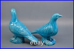 Antique, Chinese, pair birds, figurines, 7 x 6 inches