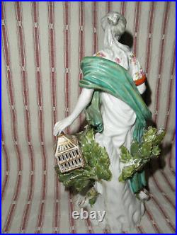 Antique Derby Porcelain Element Of Air Lady With Bird Statue Figurine