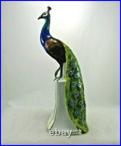 Antique Dresden Germany Porcelain Peacock Hand Painted Figurine Statue