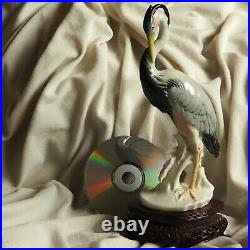 Antique ENS Heron Crane Bird Water Lake River German Porcelain Figure Old Nature