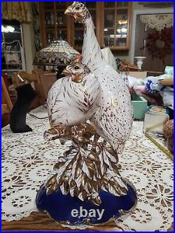 Antique European Porcelain Bird Pair. Gold Plated. Old