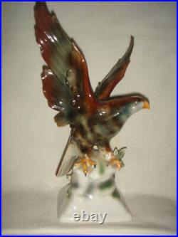 Antique Figurine Falcon Porcelain Statue Miniature Bird Carved Sculptural 1934s