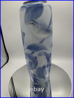 Antique Fukagawa Seiji Blue Bird Porcelain Vase 11.25 JAPANESE