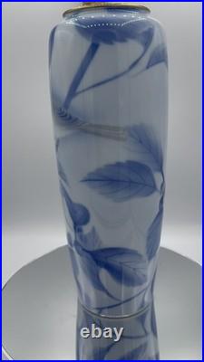 Antique Fukagawa Seiji Blue Bird Porcelain Vase 11.25 JAPANESE