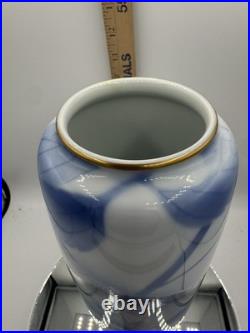 Antique Fukagawa Seiji Blue Bird Porcelain Vase 11.25 JAPANESE