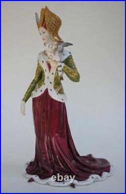 Antique German Dressel Kister Medieval Queen WithBird 9 Porcelain Figure