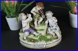 Antique German sax porcelain marked putti cherub group statue