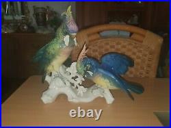 Antique Germany Porcelain Karl ENS Cockatoo Parrot Bird Figurine group Large
