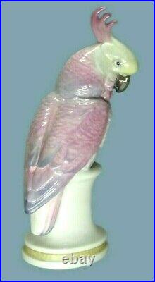Antique Germany Porcelain Karl ENS Pink Cockatoo Parrot Bird Figure Marked Large