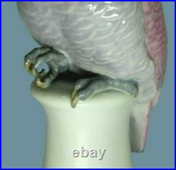 Antique Germany Porcelain Karl ENS Pink Cockatoo Parrot Bird Figure Marked Large