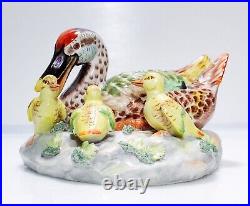 Antique Hand Painted European Mallard Bird Porcelain Grouping Sculpture Figure
