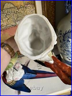 Antique Handpainted Porcelain Parrot Pair French German English Origin Unknown