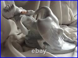 Antique Herend Porcelain Nude Lady Figure Leda Swan Bird Hungarian Artist Signed