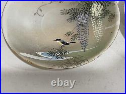 Antique Japanese Porcelain Signed Set of 7 Cups & Saucers Birds & Wisteria Dec