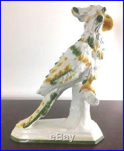 Antique Jumbo Cockatoo Bird Parrot Porcelain Statue Tropical Modern Aesthetic