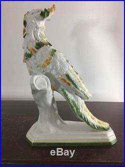 Antique Jumbo Cockatoo Bird Parrot Porcelain Statue Tropical Modern Aesthetic