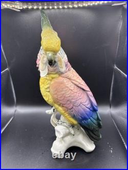 Antique Karl Ens Cockatoo Parrot Bird Figurine Porcelain Ceramic Large 12 High
