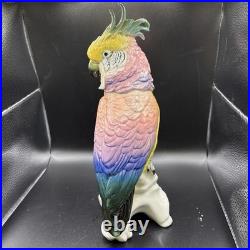 Antique Karl Ens Cockatoo Parrot Bird Figurine Porcelain Ceramic Large 12 High