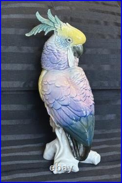 Antique Karl Ens Cockatoo Parrot Bird Figurine Porcelain Ceramic Large 13