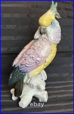 Antique Karl Ens Cockatoo Parrot Bird Figurine Porcelain Ceramic Large 13