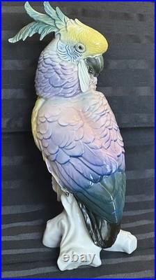 Antique Karl Ens Cockatoo Parrot Bird Figurine Porcelain Ceramic Large 13