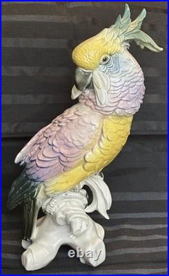 Antique Karl Ens Cockatoo Parrot Bird Figurine Porcelain Ceramic Large 13
