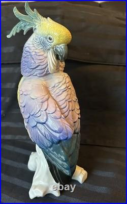Antique Karl Ens Cockatoo Parrot Bird Figurine Porcelain Ceramic Large 13