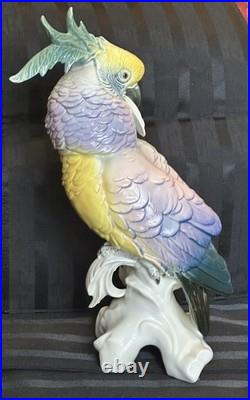 Antique Karl Ens Cockatoo Parrot Bird Figurine Porcelain Ceramic Large 13