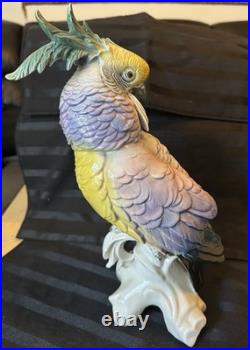 Antique Karl Ens Cockatoo Parrot Bird Figurine Porcelain Ceramic Large 13