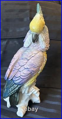 Antique Karl Ens Cockatoo Parrot Bird Figurine Porcelain Ceramic Large 13