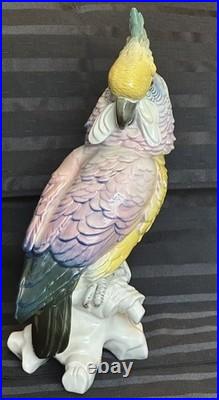 Antique Karl Ens Cockatoo Parrot Bird Figurine Porcelain Ceramic Large 13