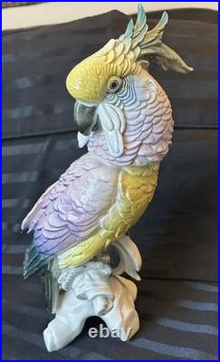 Antique Karl Ens Cockatoo Parrot Bird Figurine Porcelain Ceramic Large 13