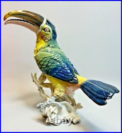 Antique Karl Ens Porcelain Figurine Colourful Toucan Bird On Branches large 11'