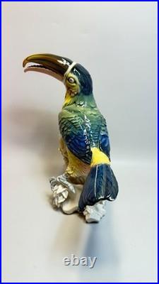 Antique Karl Ens Porcelain Figurine Colourful Toucan Bird On Branches large 11'