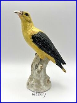 Antique Ludwigsburg German 1800s Porcelain Oriole Bird on Tree Trunk Figurine