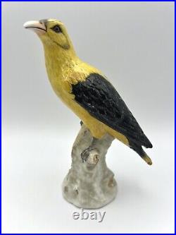 Antique Ludwigsburg German 1800s Porcelain Oriole Bird on Tree Trunk Figurine