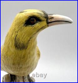 Antique Ludwigsburg German 1800s Porcelain Oriole Bird on Tree Trunk Figurine