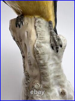 Antique Ludwigsburg German 1800s Porcelain Oriole Bird on Tree Trunk Figurine