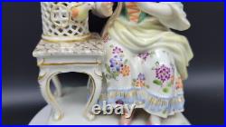 Antique Meissen Porcelain Figure Lady withBird Cage, Germany