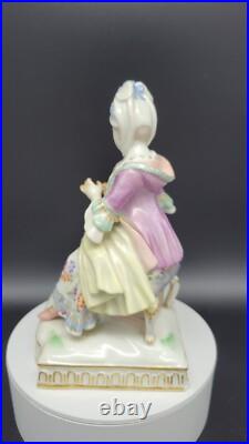 Antique Meissen Porcelain Figure Lady withBird Cage, Germany