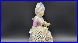 Antique Meissen Porcelain Figure Lady withBird Cage, Germany