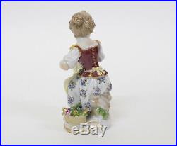 Antique Meissen Porcelain Figurine Statue Little Girl with Bird's Nest