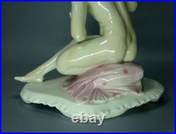Antique Nude Nymph Lady & Parrot Porcelain Figurine Karl Ens Art Sculpture Decor
